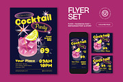 Blue Yellow Cocktail Party Flyer Set, a Flyer Template by graphicook (Thumbnail 2 of 6)