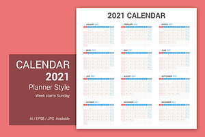 Calendar 2021 Planner Design