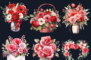 Valentine's Day Flowers Clipart, a Seasonal Illustration by GiraffeCreative (Thumbnail 7 of 9)