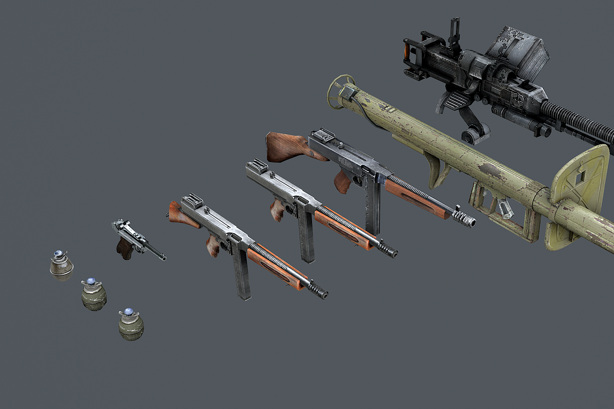 WWII Weapon Pack, an Object 3D Model by Beatheart Creative Studio (Photo 4 of 15)