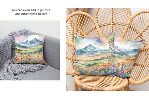 Watercolor Mountain Landscapes Set 4