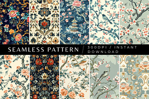 10 Chinoiserie Chic Seamless Pattern