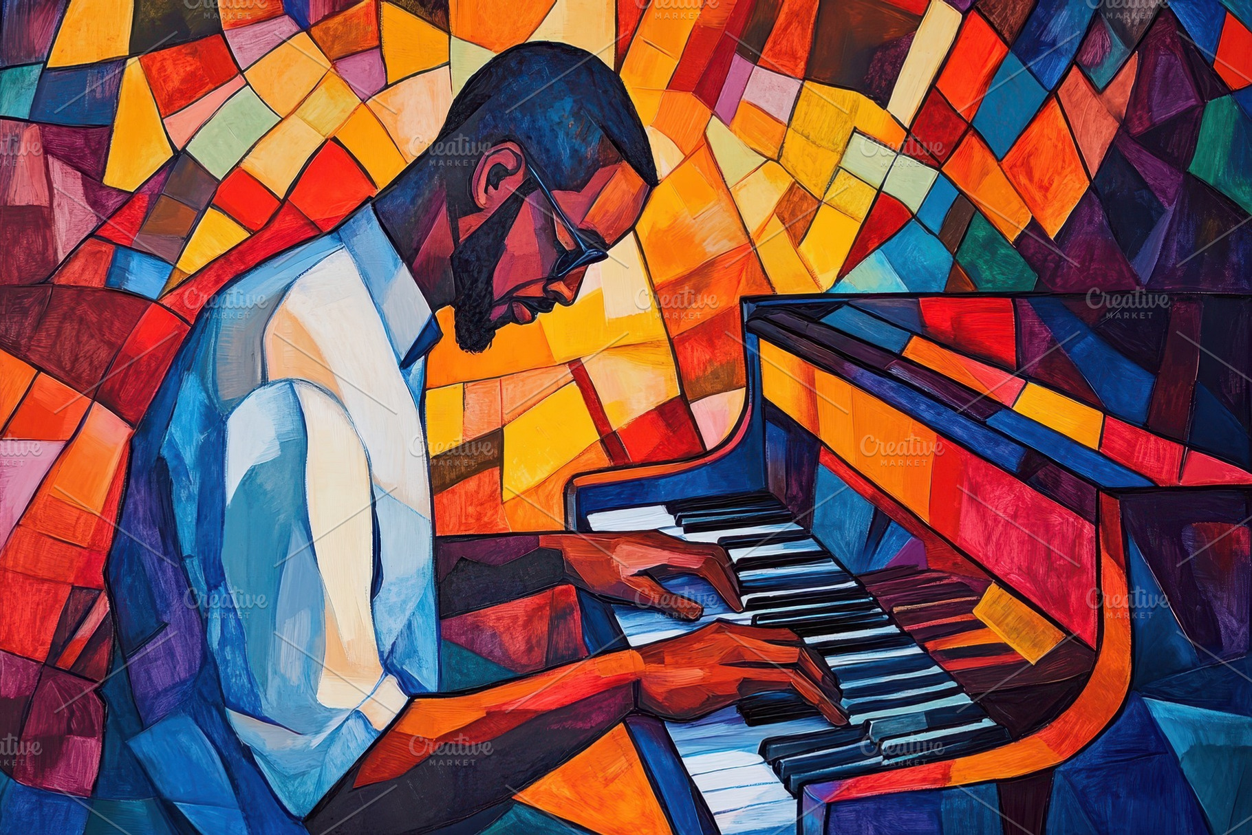 Talented AfroAmerican male jazz, a Photo by Pavel_design