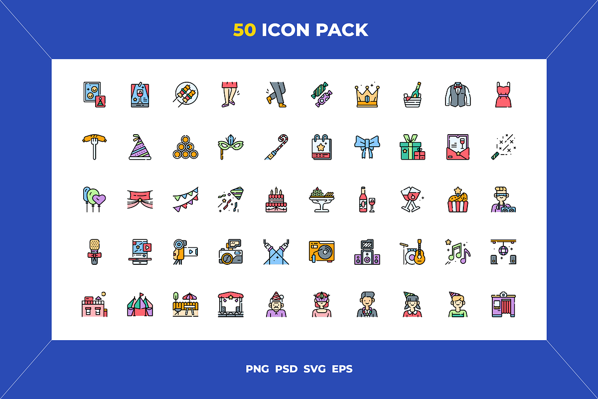 Party and celebration icons, an Outline Icon by Wencory (Photo 1 of 2)