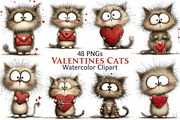 Whimsical Cats Valentine's Day Clipa, an Illustration by Pixels.Craft (Thumbnail 1 of 5)