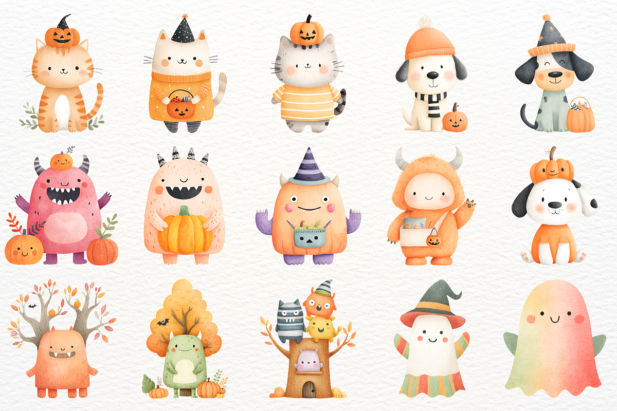 Halloween Kids Clipart Autumn Animal, a Seasonal Illustration by SugarCloudStudioArt (Photo 6 of 7)