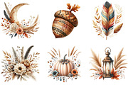 Watercolor Autumn Boho Clipart, an Illustration by DreamArtGraphic (Thumbnail 4 of 7)