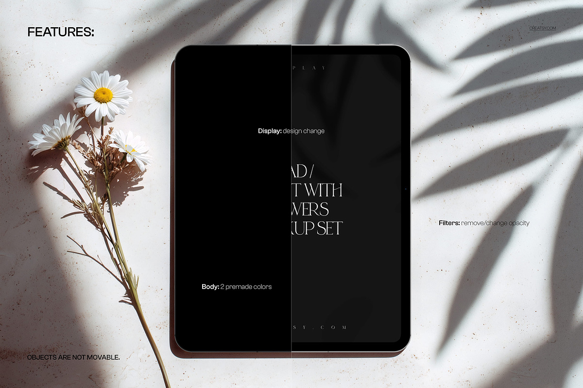 iPad Pro Flowers Display Mockup Set, an iPad Mockup by creatsy5 (Photo 3 of 7)