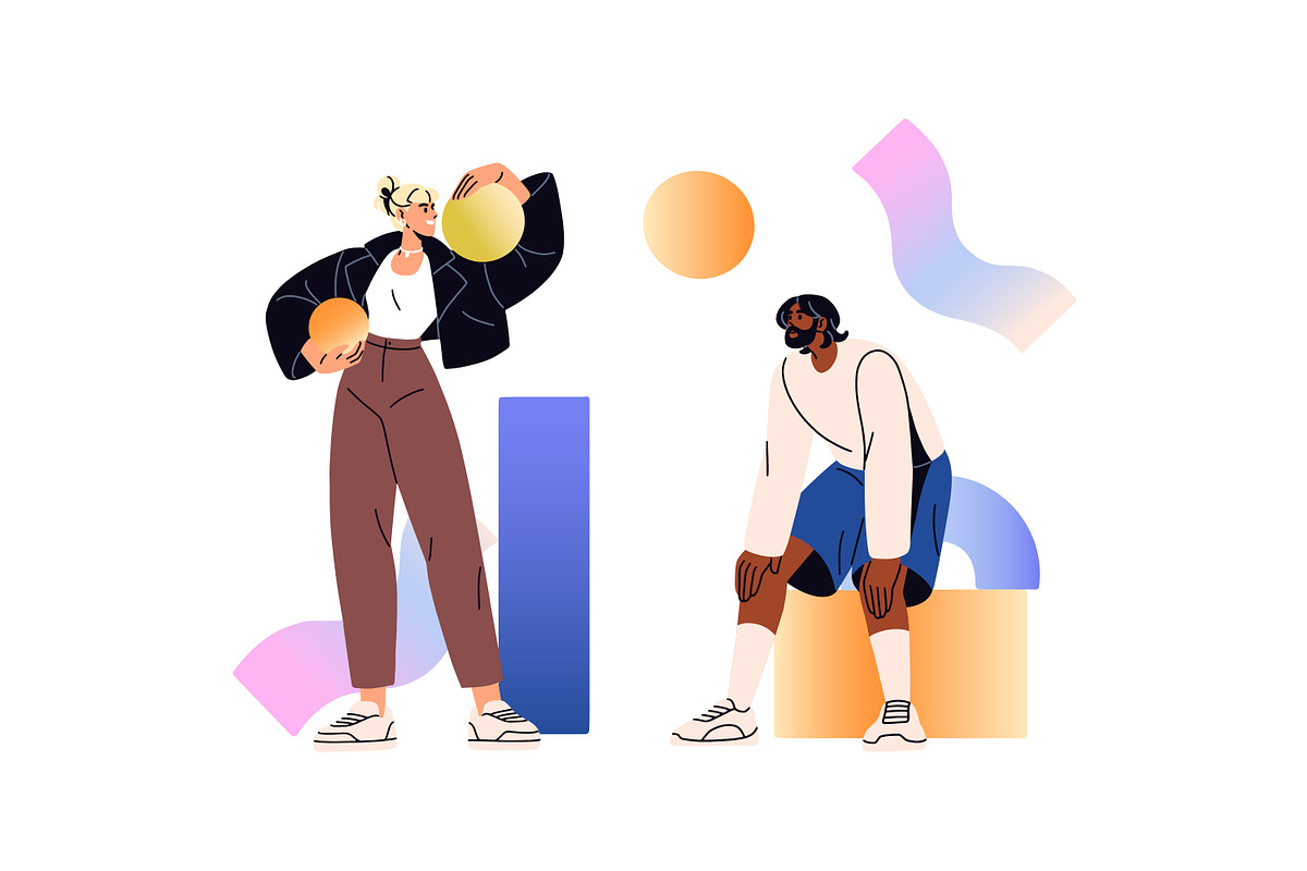 People holding abstract shapes set, a Person Illustration by PaperTrident (Photo 2 of 5)