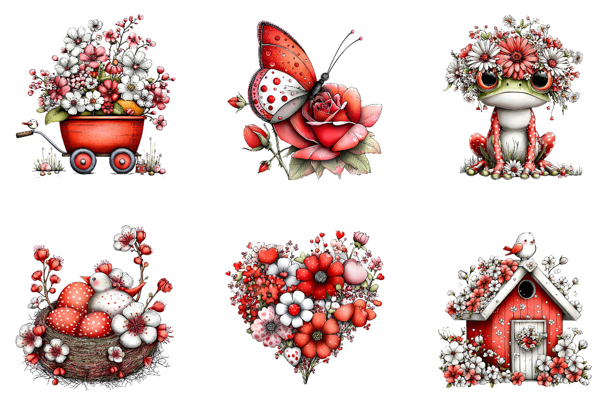 Whimsical Spring Clipart Bundle, an Illustration by CreationArt (Photo 5 of 7)