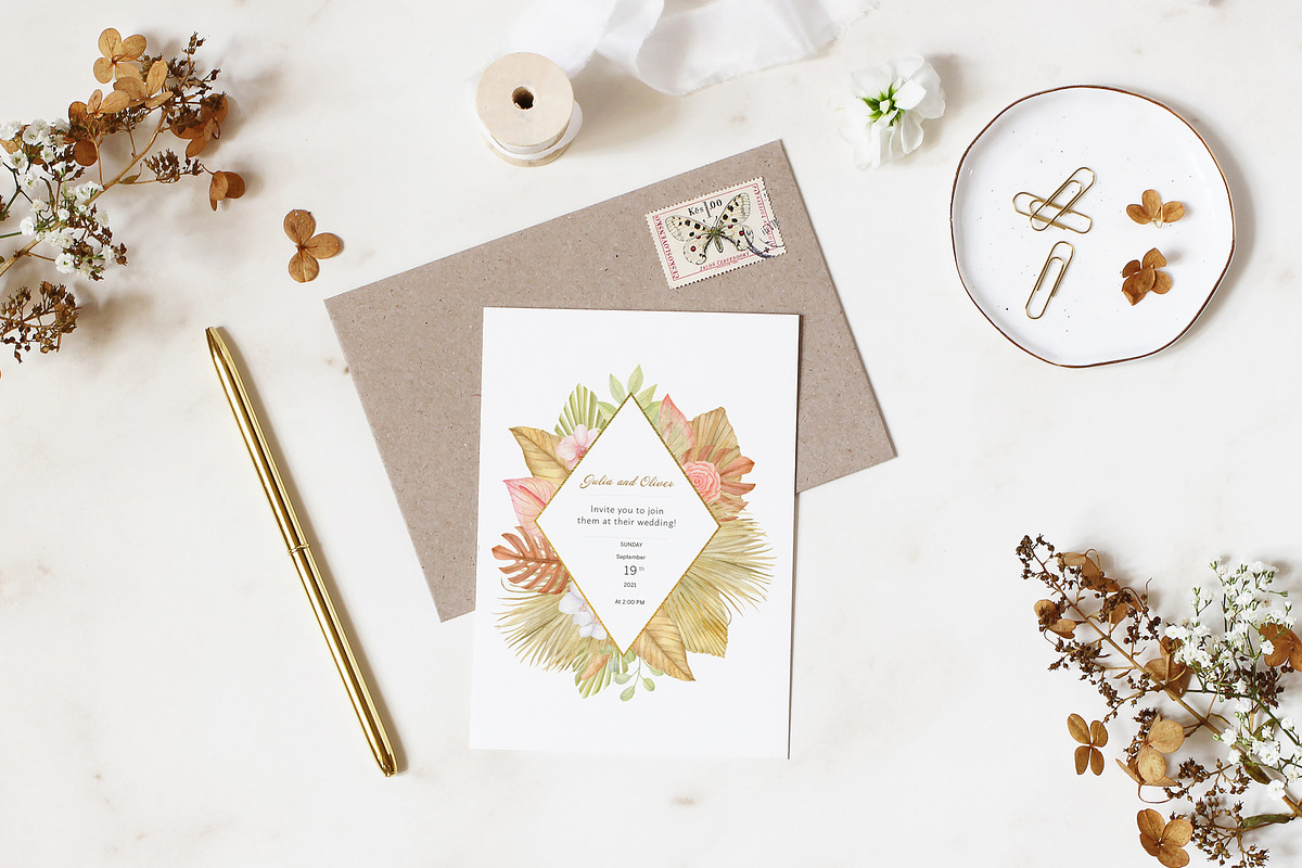 Tropical dried leaves set, an Illustration by svetodesign (Photo 9 of 16)