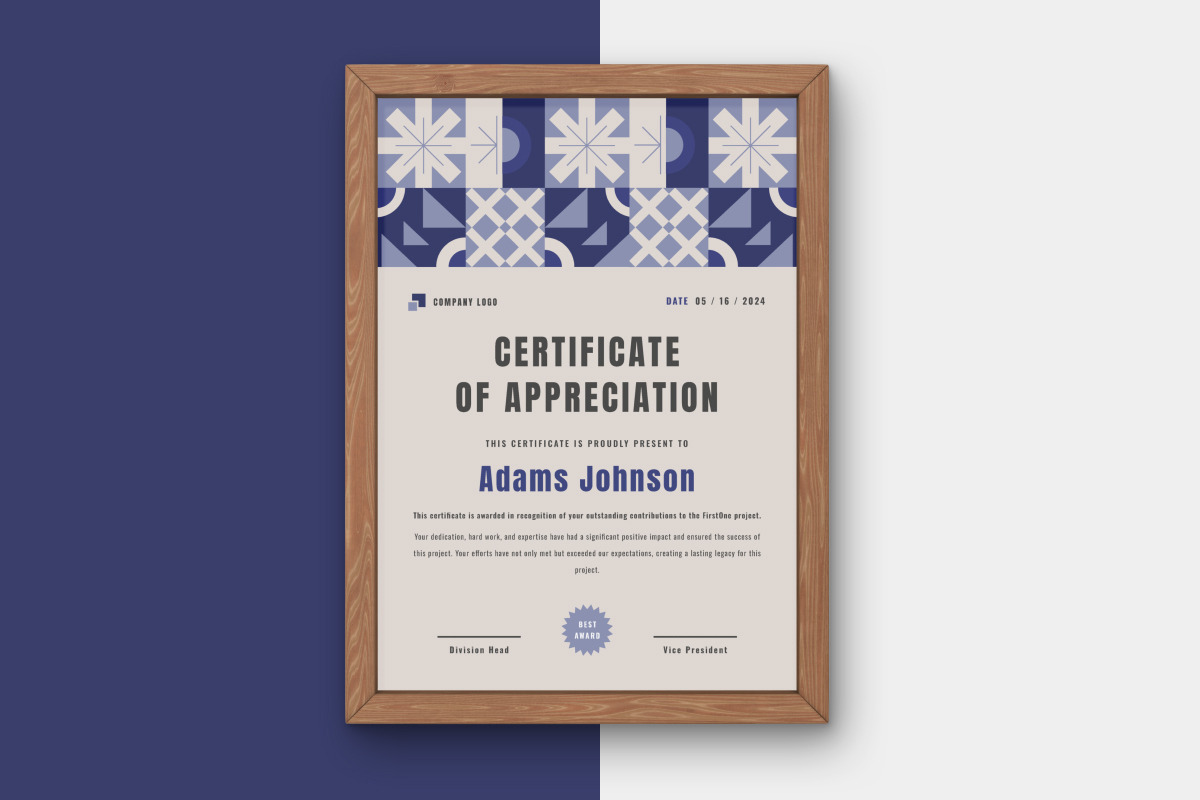 Modern Geometric Certificate Templat, a Stationery Template by twinstd (Photo 3 of 3)