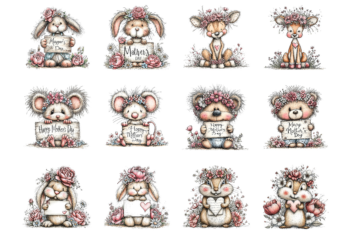 Whimsical woodland mothers day PNG, an Illustration by SinaCreation (Photo 2 of 11)