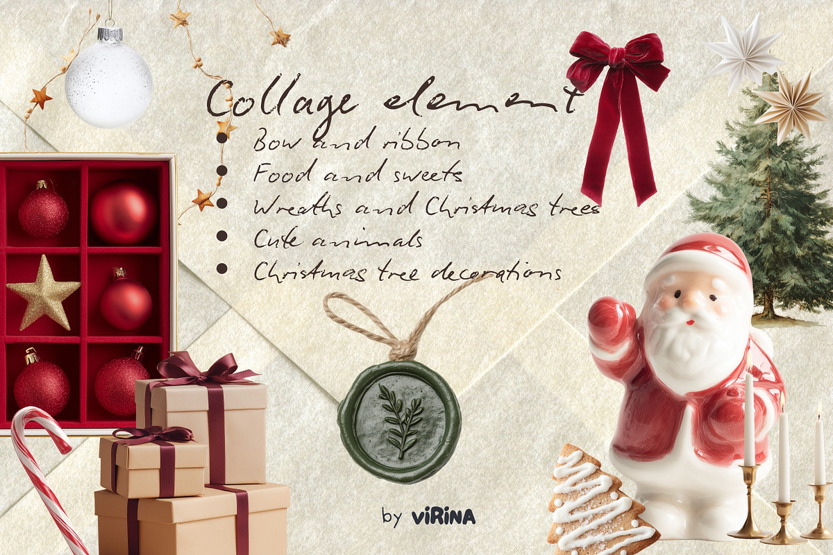Christmas classic collage pack, an Object Graphic by VirinaDesign (Photo 2 of 13)