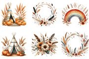 Watercolor Autumn Boho Clipart, an Illustration by DreamArtGraphic (Thumbnail 7 of 7)