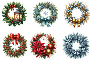 Watercolor Christmas Wreath Clipart, an Illustration by DreamArtGraphic (Thumbnail 2 of 5)