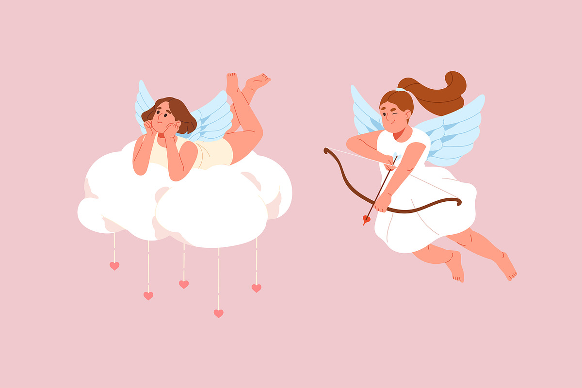 Cupids set, Valentine's Day cards, a Person Illustration by PaperTrident (Photo 8 of 14)