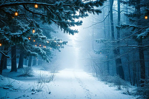 Magical Winter Forest Path Photo, a Holiday Photo by Aura Canyon HQ