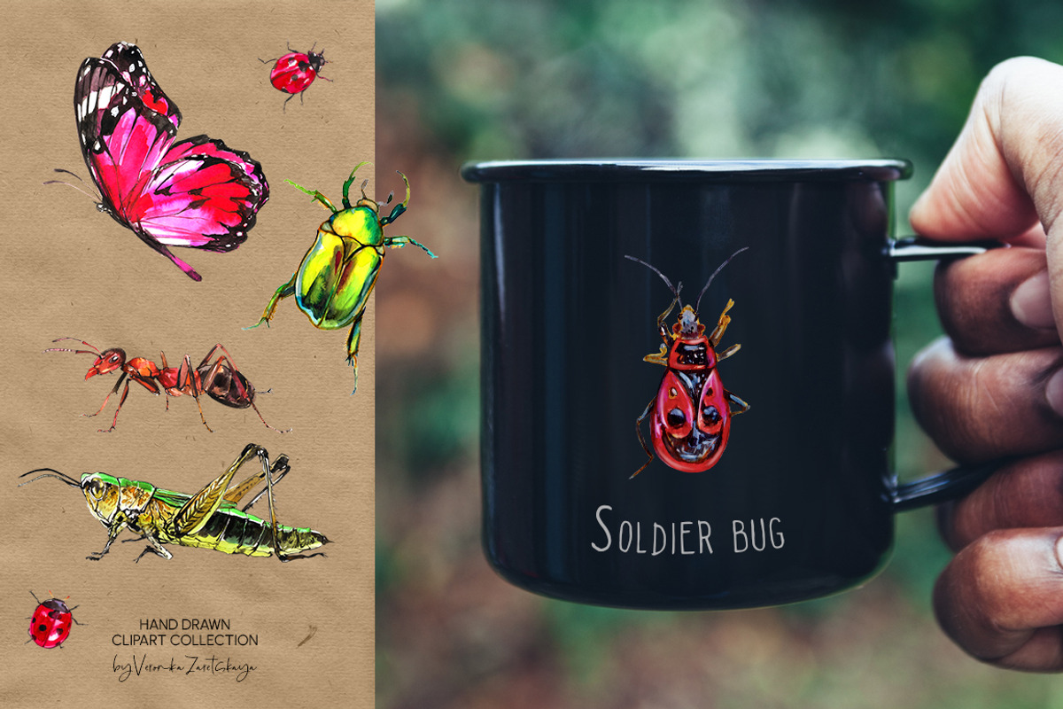 Insects and bugs watercolor clipart, an Object Graphic by ArtSpotVeronika (Photo 2 of 11)