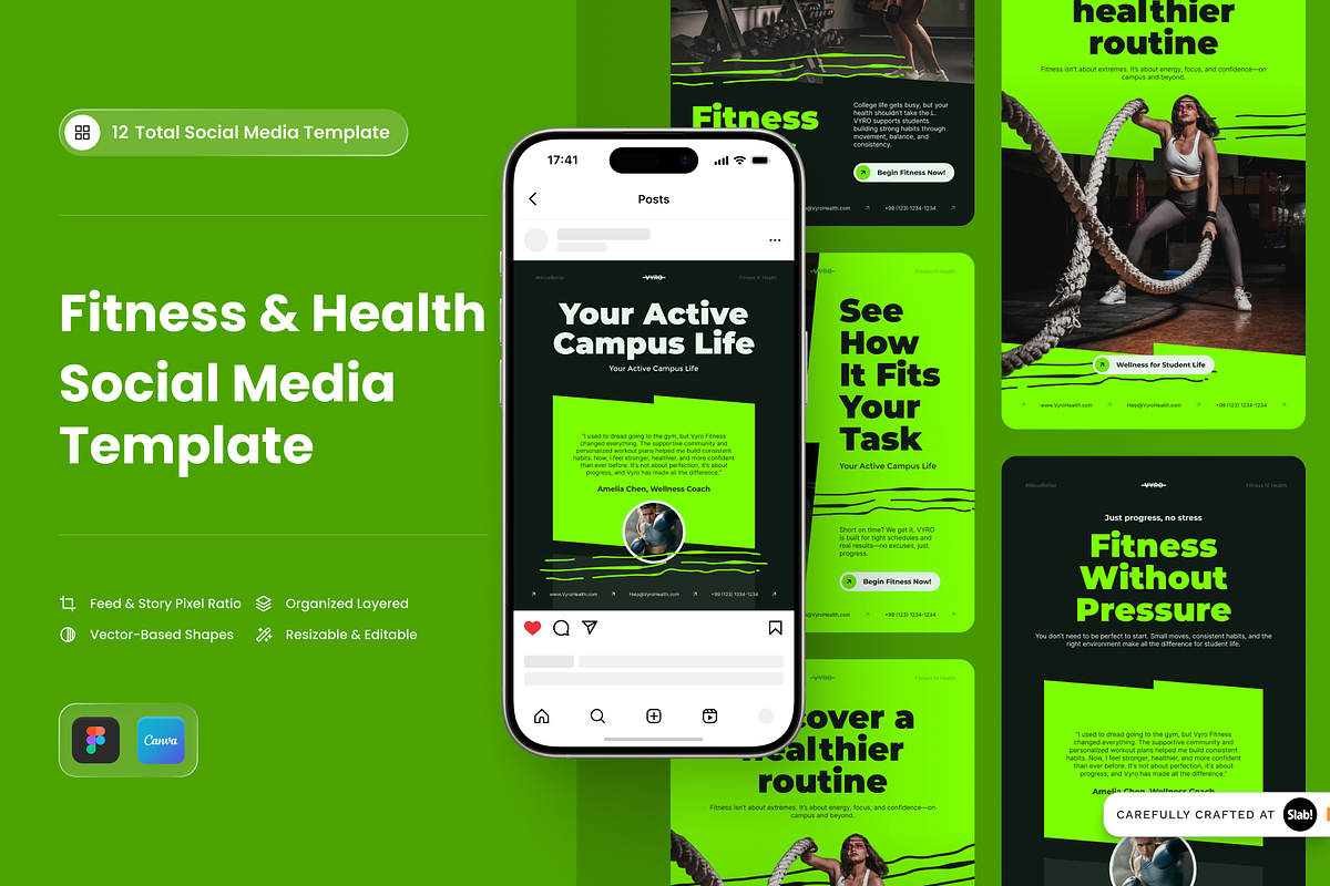 Vyro - Healthy Fitness Social Media, a Social Media Template by SLAB! Design (Photo 1 of 8)