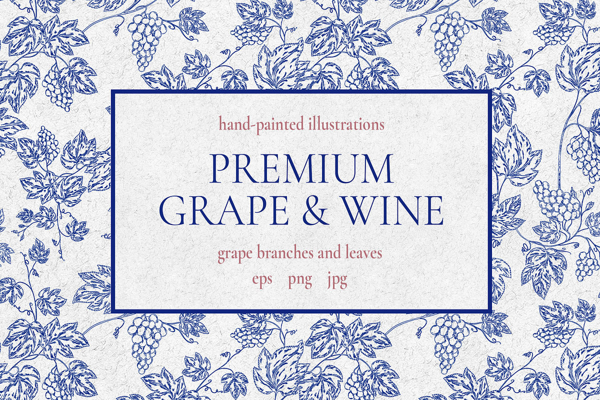 Grape branches&leaves vector clipart, an Object Graphic by Lidia's watercolor world (Photo 1 of 5)