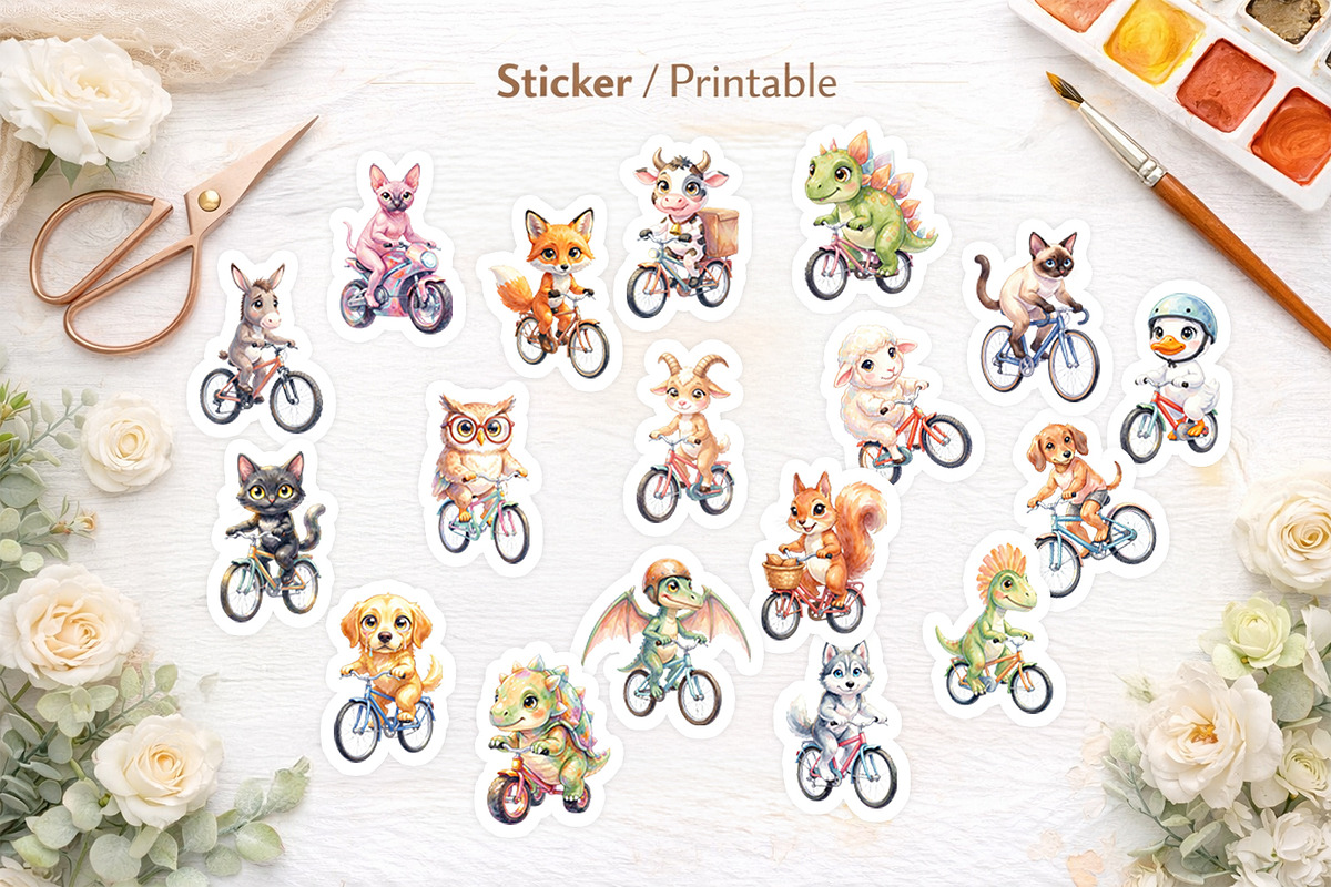 Big Eyed Animal Biking PNG Bundle, an Illustration by Artnoy (Photo 5 of 8)