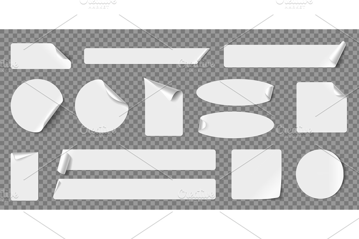 Set of white blank stickers, an Object Illustration by Andrey Yaroslavtsev