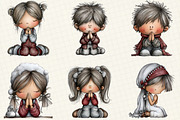 Praying Kids Clipart Bundle, an Illustration by DreamCafeArt (Thumbnail 4 of 8)