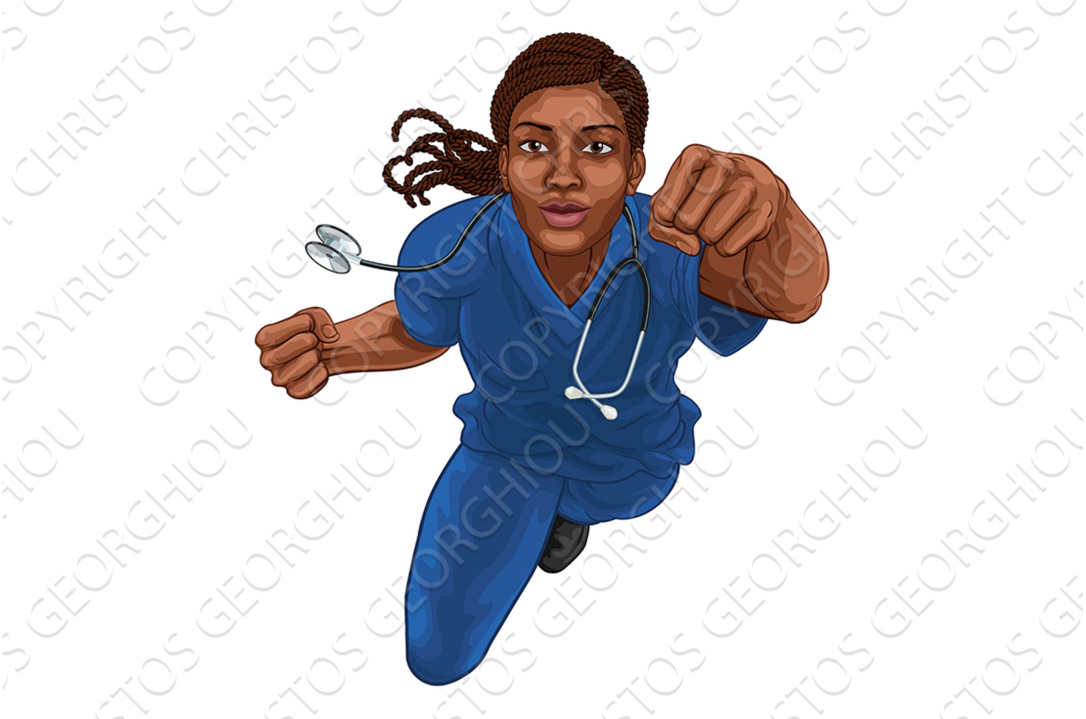 Super Hero Black Woman Doctor Nurse | Healthcare Illustrations ...