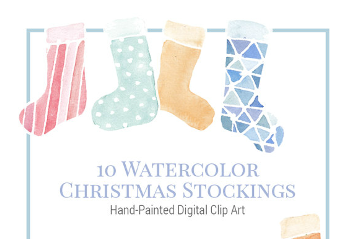 Watercolor Christmas Stockings, an Illustration by Shrimp Salad Circus (Photo 3 of 5)