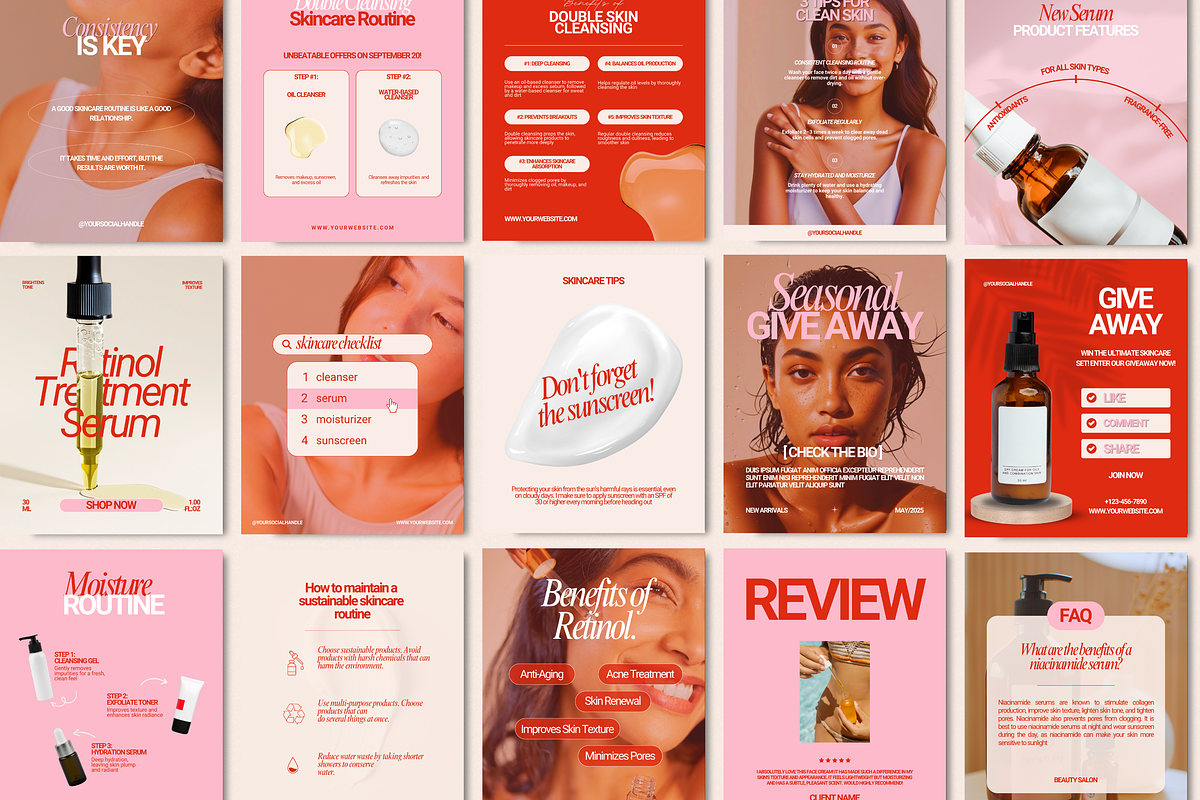 Pinkish Skincare Instagram Templates, a Social Media Template by My Template Studio (Photo 4 of 16)
