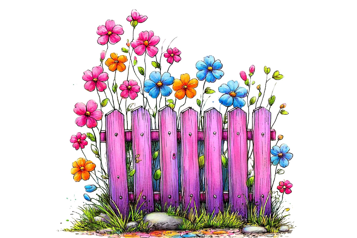 Watercolor Spring Fence Clipart, an Illustration by Designworld (Photo 4 of 5)