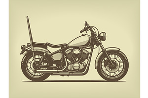 Chopper Motorcycle engraving vector, a Transportation Illustration by AlexArt