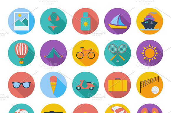 Summer Flat Color Icons.