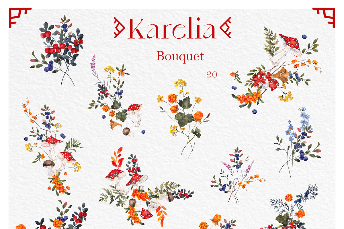 Karelia. North berry watercolor, an Object Graphic by ma_i_vi (Photo 5 of 10)
