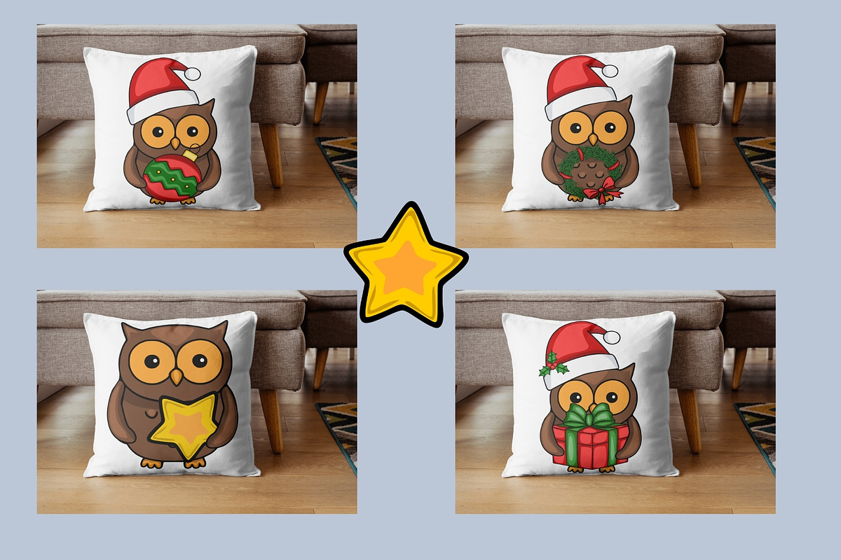 Christmas Owl: Patterns & Clipart, a Seasonal Illustration by Elatedowl (Photo 10 of 16)