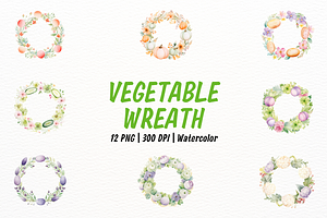 Easter Vegetable Wreath Clipart