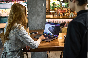 Collaborative work session at cafe, a Technology Photo by wip3out