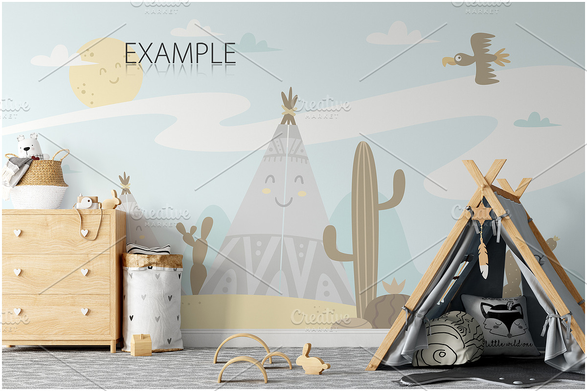 Kids Frames & Wall Mockup Bundle - 5, a Print Template by Yuri-U (Photo 13 of 32)