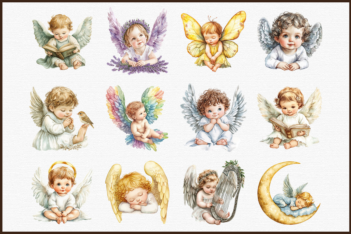Angel Clipart Baby Angel Clipart Set, an Illustration by Sublimation Artist (Photo 3 of 6)