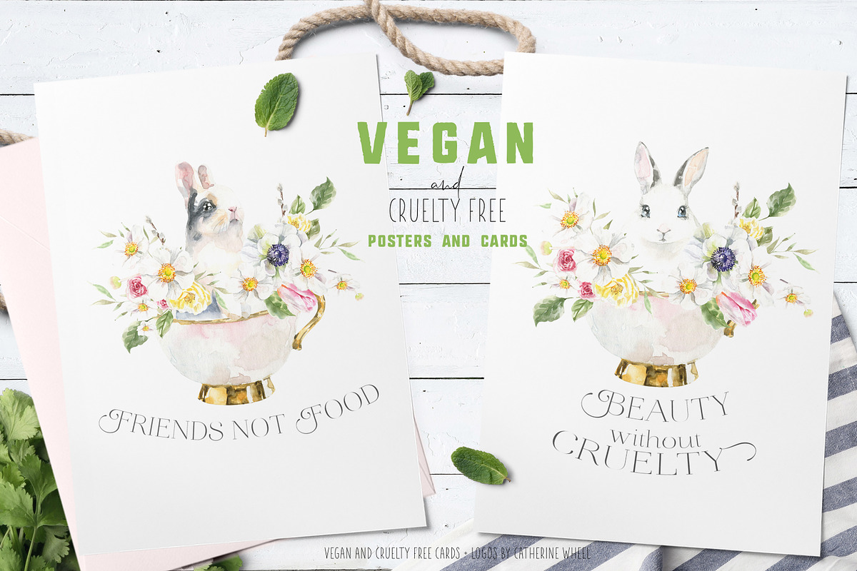 Vegan Cruelty Free Animals Stickers, an Object Graphic by Catherine Wheel (Photo 3 of 12)