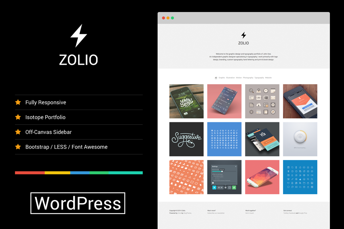 Zolio - Responsive Minimal Portfolio, a WordPress Template by YoArts