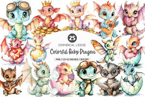 Colorful Baby Dragon PNG, an Illustration by SinaCreation