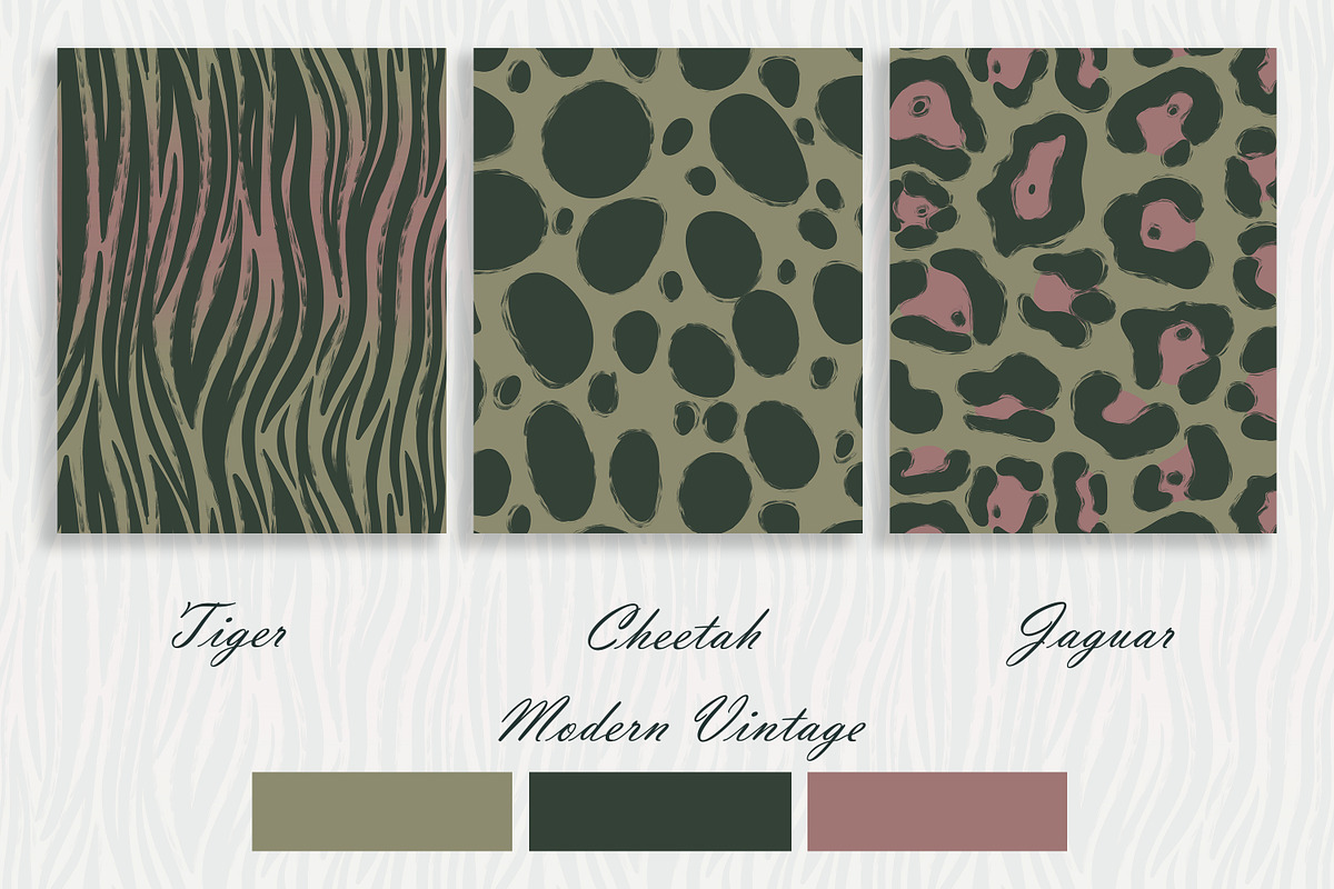 Wild Animal Print Set Modern Vintage, a Pattern Graphic by Oksana Dovhopol Art (Photo 8 of 19)