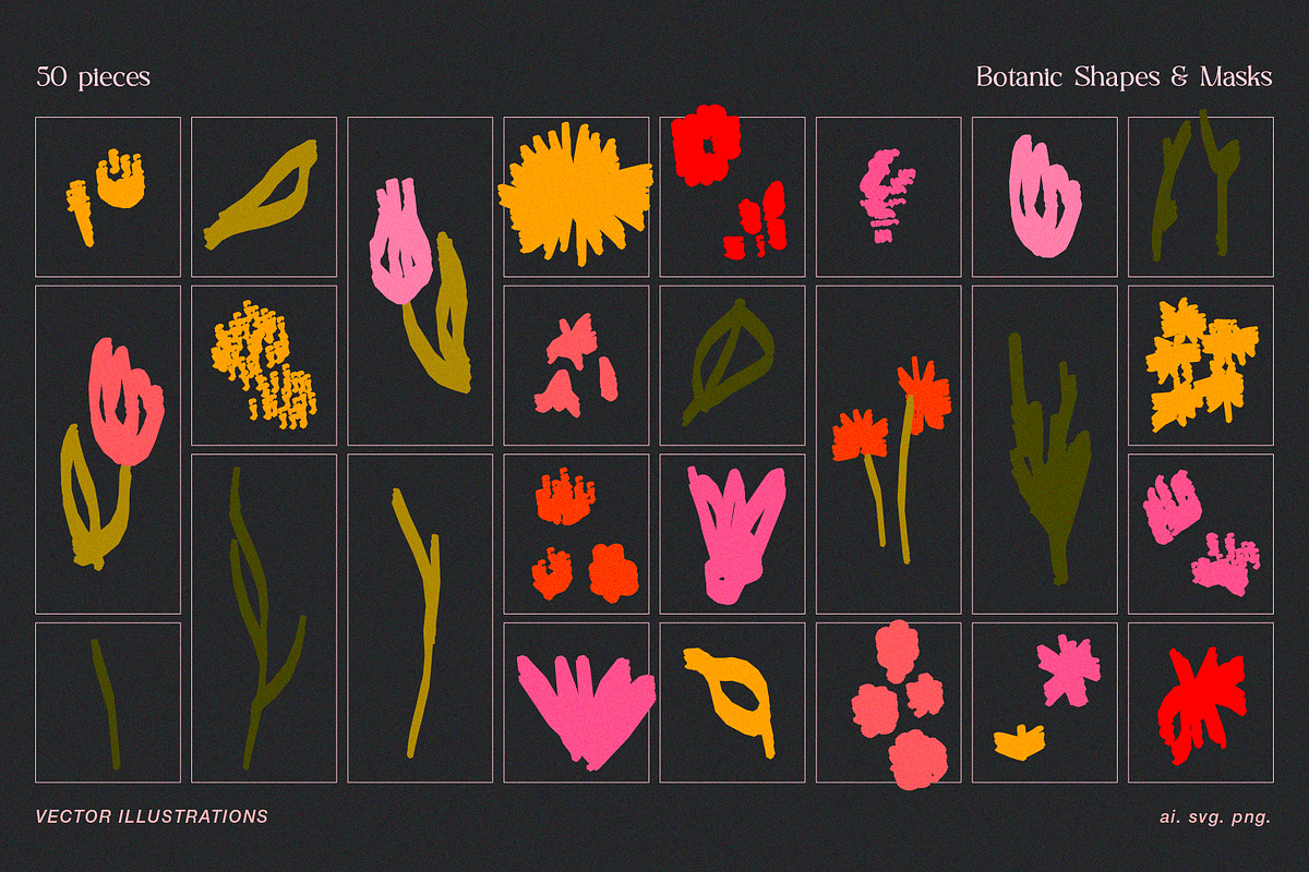 Blossoming Shapes - Florals Set, a Decorative Illustration by line & plane (Photo 3 of 11)