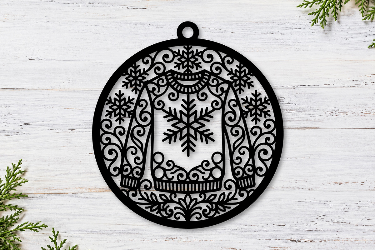 Christmas Snowflake Ornament Laser, a Seasonal Illustration by CraftArtStudio (Photo 2 of 3)