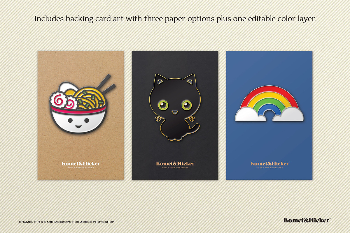 Enamel Pin & Card Mockups, a Merchandise Mockup by Komet & Flicker (Photo 14 of 18)