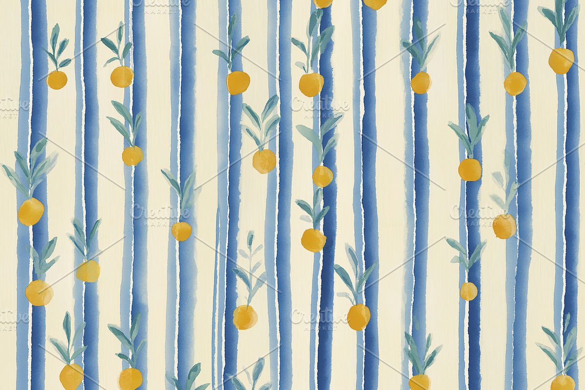 Seamless pattern, citrus fruit plants with leaves growing on abs, a Pattern Graphic by Studio ANNA