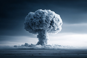 Nuclear mushroom cloud rises from a, a Background Photo by MistyDay