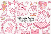 Coquette Easter Clipart | Hand Drawn, an Animal Illustration by TitaLivingArt (Thumbnail 1 of 12)